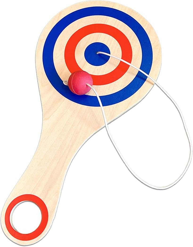 紐付き パドルボール 木製 子ども 知育 おもちゃ 手先 遊び 親子 室内 屋外