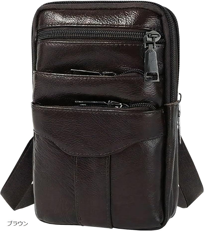 クロス スマホ ショルダーバッグ メンズ アウトドア フェイクレザー 合皮 ポーチ 斜めがけ サコッシュ 肩掛け おしゃれ シンプル カジュアル レトロ 財布 大人 多機能 ポシェット ストラップ 長さ調整 取り外し可能 ブラウン