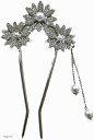 かんざし u字型 髪飾り 和装 浴衣 着物 パール アンティーク 花 ヘアコーム ヘアアクセサリー シルバー