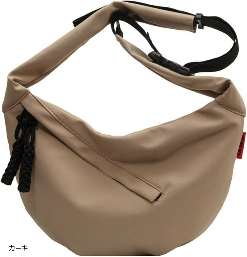 ショルダーバッグ ホーボーバッグ スリングバッグ レディース カジュアル ボディバッグ ハーフムーンバッグ ラウンドショルダー ダブルファスナー 斜め掛け 三日月 カーキ