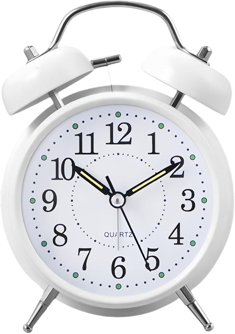 大音量 振動 爆音 アナログ おしゃれ アラーム 絶対起きれる目覚まし時計 うるさい 爆音めざまし時計 目覚ましどけい 絶対に起きる目覚まし アラームクロック 多機能 4インチ ホワイト(3)