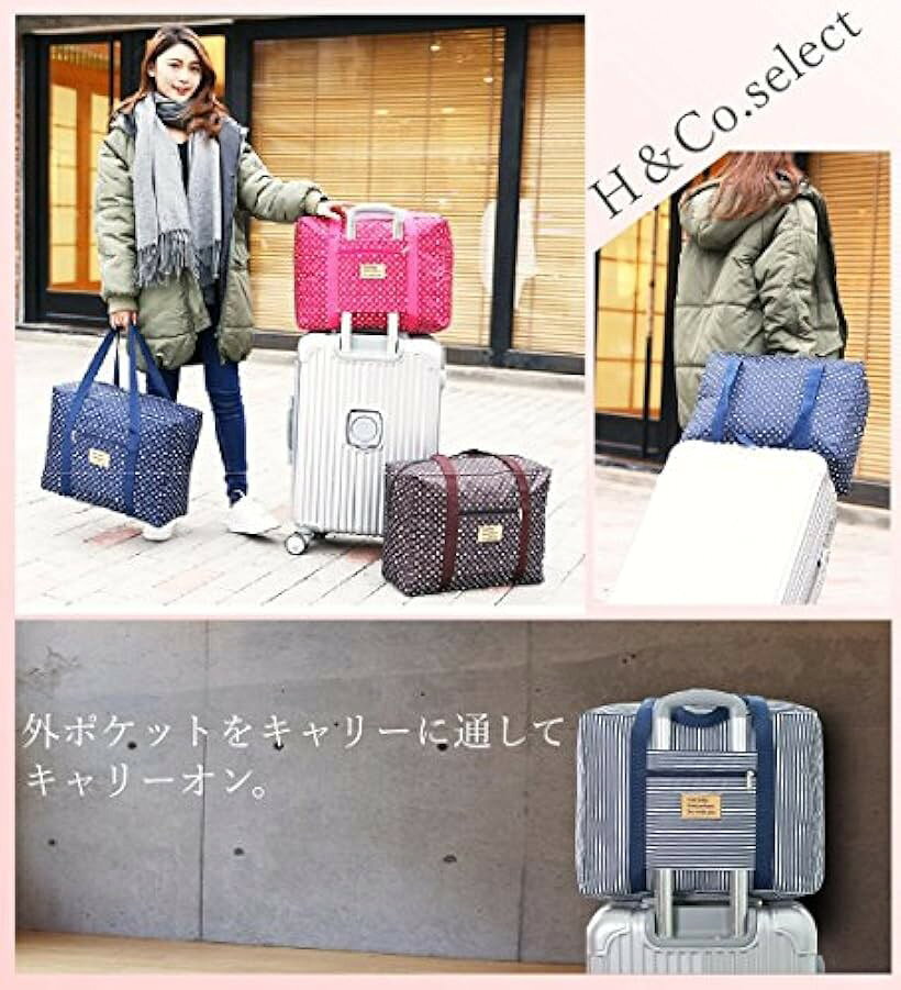 H＆Co.select折りたたみ トラベルバッグ 大型 防水 ボストンバッグ キャリーオンバッグ ローズドット (ローズドット) mlinestore-10140289 エムラインストア サンプル画像3