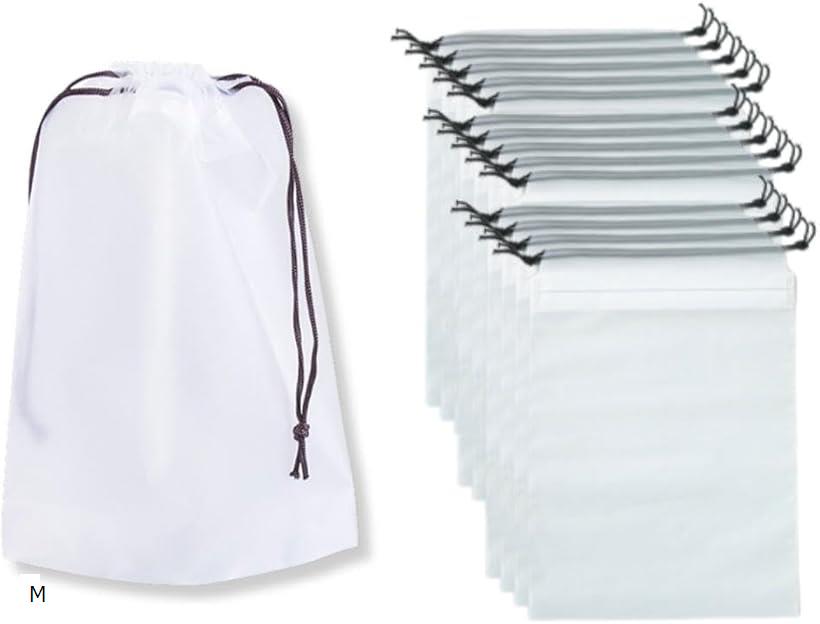 ビニール 巾着 袋 シューズケース 靴袋 防水 再利用可能 無地 半透明 15枚 S SL L M