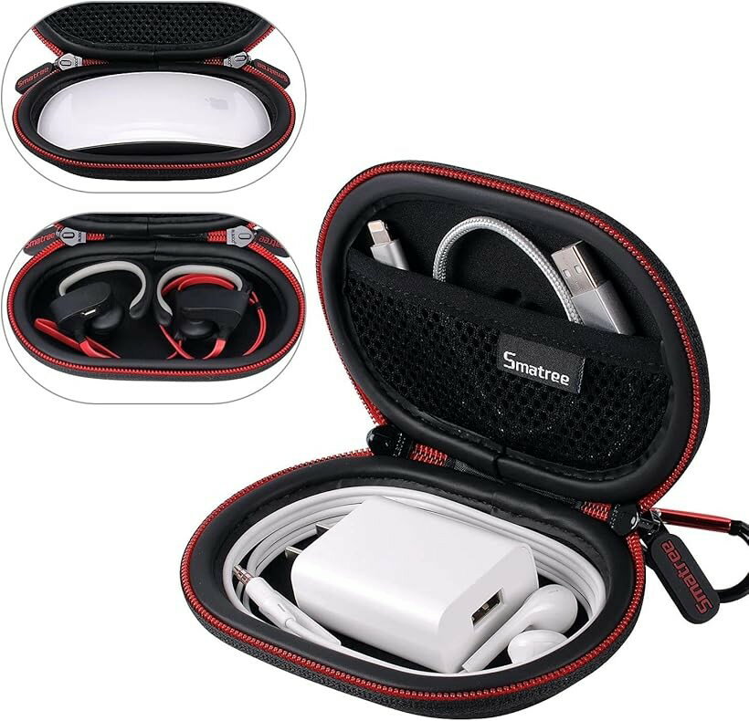 イヤホン ケース 小物収納ケース SoundPEATS/BeatsX.Powerbeats2/Powerbeats3/Apple Magic Mouse2など収納ハードキャリングケース (ブラック)