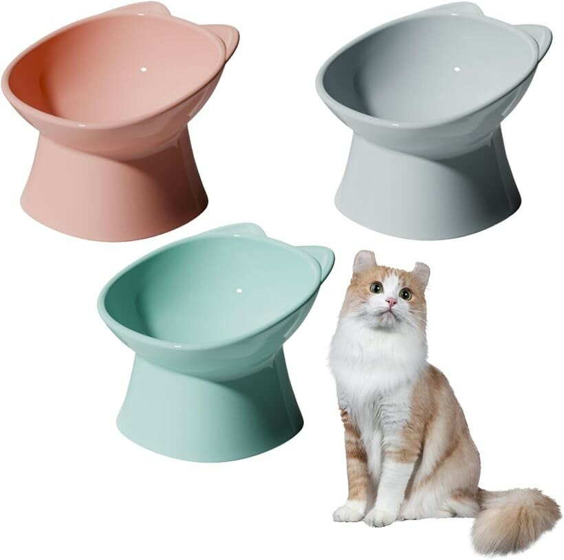 猫 餌入れ みずのみ皿 フードボウル ご飯皿 猫えさ容器 食べやすい 3色セット