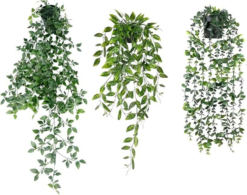 フェイクグリーン 吊り下げ 観葉植物 壁掛け 造花 おしゃれ インテリア (グリーン)