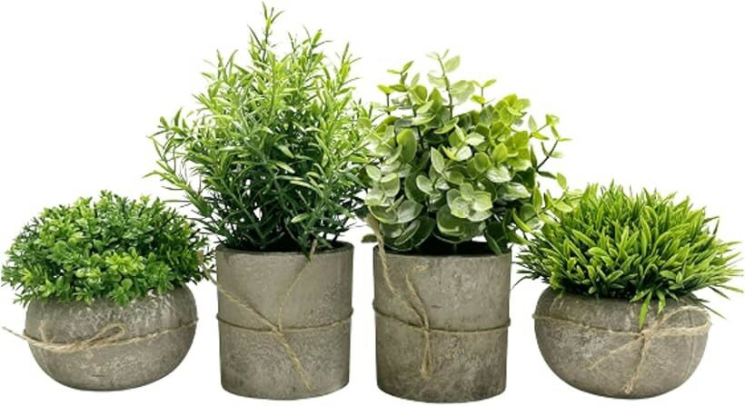 フェイクグリーン 観葉植物 卓上 造花 インテリア 光触媒 植木鉢台 北欧雑貨 4点セット