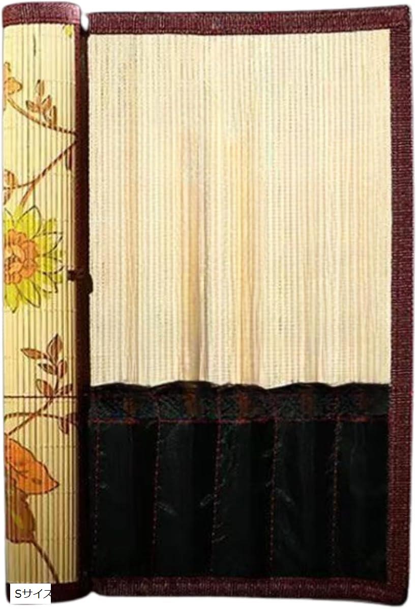 筆巻き 習字 花柄 書道 画筆ケース 小学生 大人 持ち運び ポケット付き Sサイズ