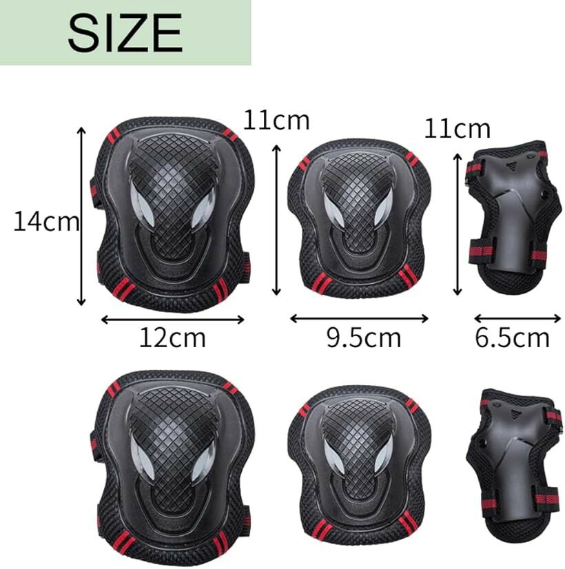 プロテクター キッズ 子供用 防具 保護パッド 自転車 手首 ひじ ひざ 6点セット レッド Sサイズ Lサイズ ブルー Mサイズ