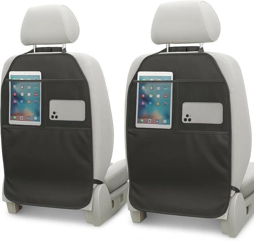 キックガード 車 シートバックポケット 防水 汚れ防止 シートカバー 小物収納 ポケット付き 2枚セット