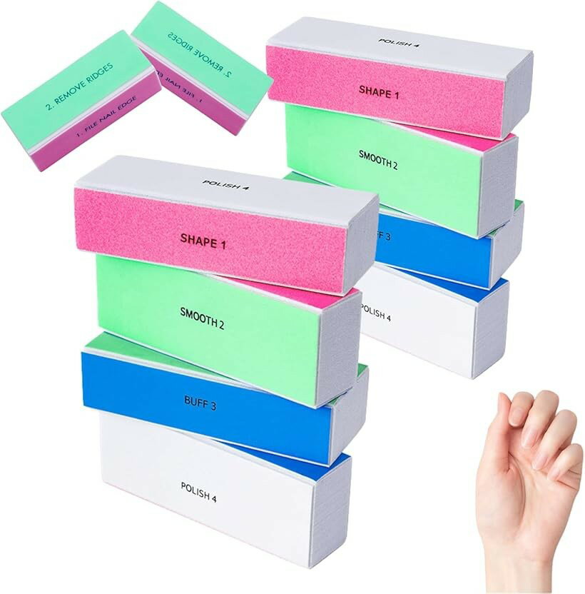 爪やすり 爪磨き 艶出し 爪研ぎ スポンジ ネイルケア つや出し ネイルファイル ネイルバッファー ブロック 4面 10個セット