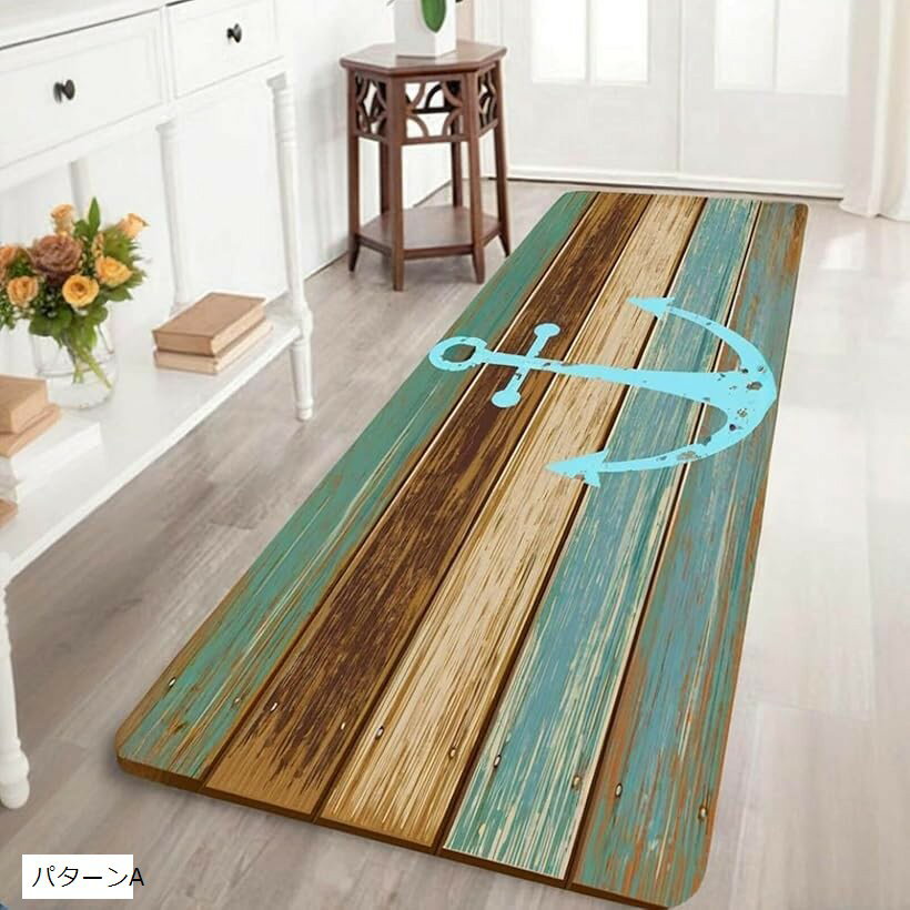 バスマット カーペット マイクロファイバー 60x180cm 厚さ2cm キッチンマット 廊下用 寝室用 ベッドサイド ふわふわ 滑り止め付き 洗濯可能 吸水速乾 パターンA