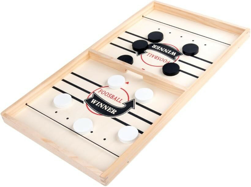 スリングホッケー ボードゲーム 木製 テーブルゲーム 2人対戦 小学生 大人 パーティーゲーム 飲みゲーム 家族向け エアホッケー風 コンパクト
