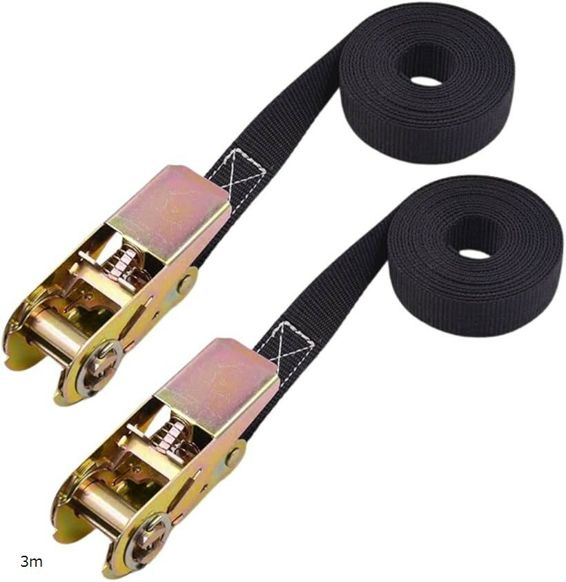 荷締めベルト ラチェット式 小型 ラッシングベルト タイダウンベルト ルーフベルト 2個セット 3m