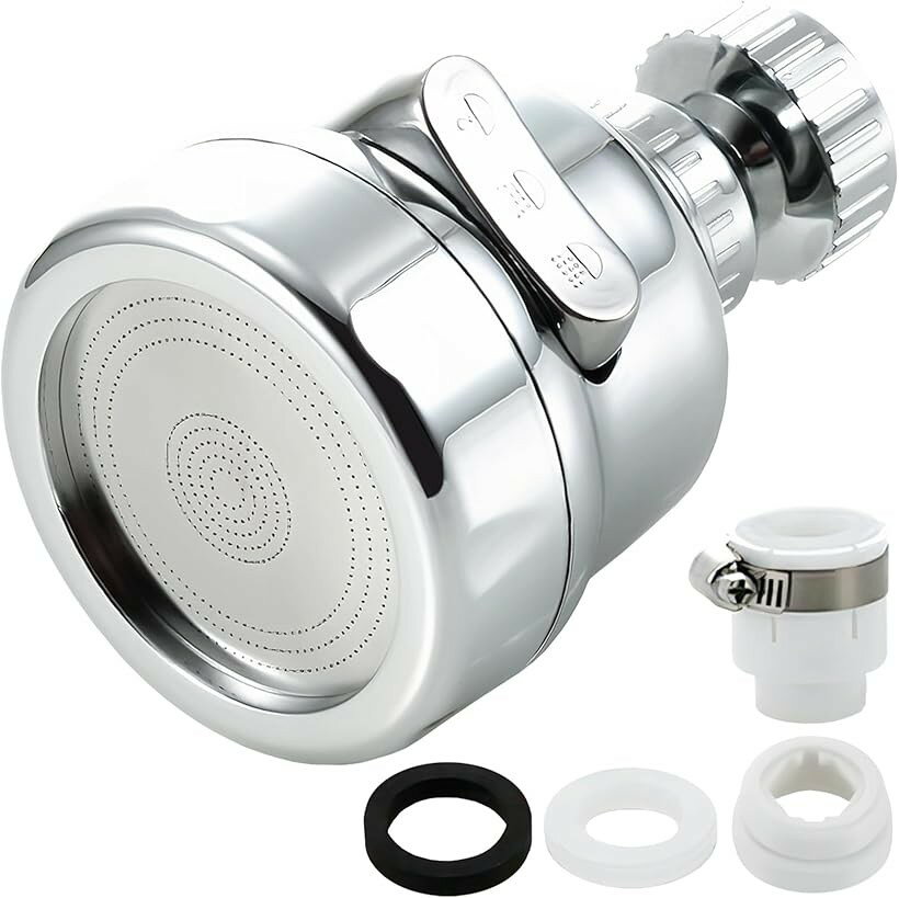 蛇口 キッチンシャワー 水道 蛇口シャワー 蛇口に取り付けるだけ 節水 ノズル 首振り 3モード 台所 360度回転 水漏れの防止 洗面所 浴室 トイレ