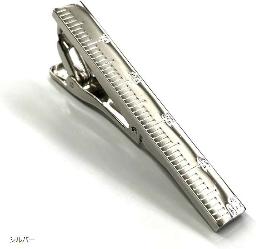 日本製ネクタイピン 定規 光沢メッキ ゴールド アンティーク アンティーク竹尺 シルバー