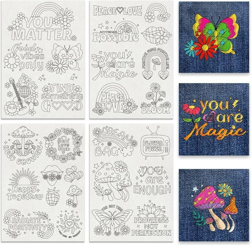 4枚 水溶性刺繍安定剤 水溶性フィルム刺繍転写紙 水溶性刺繍シート 自粘 手縫い 刺繍パターンの転写 DI..