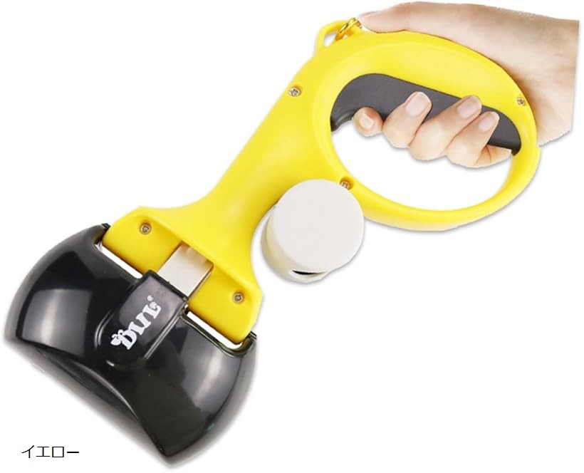 犬用 トイレ スコップ ペットの糞取り器 片手操作 散歩グッズ うんちキャッチャー イエロー