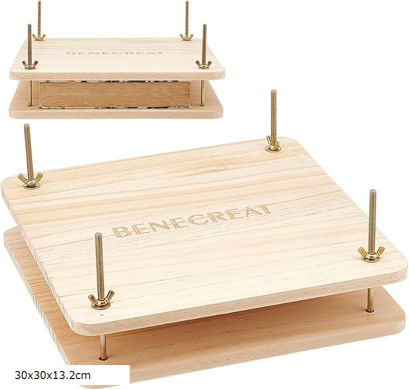 木製ブックプレスツール 製本用パーツ 木製製本プレス 正方形 フラットペーパープレス機 パディングプ..