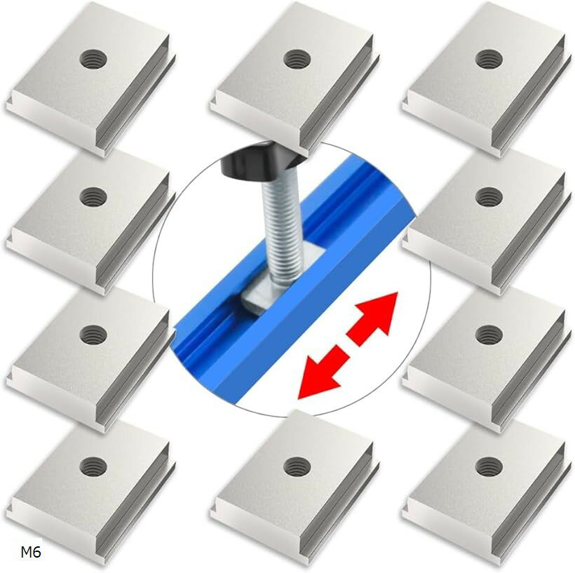 Tスロット スライダー ナット 10個 ファスナー アルミ合金 M6