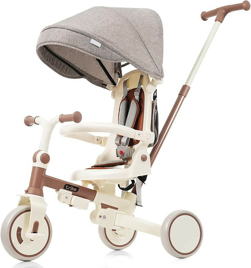 バリエーションコード : 2b9wh0l53w商品コード2bujl2p48t商品名子供用三輪車 7in1 折りたたみ 手押し棒付き 座面回転 自転車 超軽量 乗用玩具 誕生日 プレゼントブランドHi-Zepniqoカラーブラウン「7 in 1多機能三輪車」子供の成長に合わせて長く楽しむことができます。押し棒付きの安全ガード三輪車、三輪車、バランスバイク、自転車など、さまざまな機能モードを備えており、さまざまなニーズに対応しています。「機能満載」 (1) 前輪と連動するコントロールバー：前輪のボタンを押すと、泥除けが短くなり、押し棒が前輪と連動して移動できます。(2) ペダル巻き込み防止：押し棒を使用する際は、ペダルをフリーモードにしておくと、足が巻き込まれるのを防げます。(3) 角度調整可能な背もたれ：両側のボタンを押すと、背もたれの角度が調整できます。(4) 3段階調節可能な押し棒：快適な素材を使用し、操作性が向上します。(5) 後輪ストッパー：坂道やお子様が誤って動かそうとしても車体が固定され、安全です。(6) 便利な収納バッグ：外出時にはおもちゃやカップなどの小物をたくさん収納できます（注意：収納バッグの耐荷重は2kgです）。(7) シートベルトと安全ガード：走行中のお子様を守ります。(8)成長に合わせて调整できるベルト：お子さまが成长に合わせて高さを3段階調節できます。「簡単に折りたためる」折りたたむとコンパクトになり、家庭内での収納や車への積載が簡単です。「細部にこだわり」5段階調節可能なハンドルは、子供の成長に合わせて調整できます。折りたたみ可能で取り外し可能なサンシェードは、暑い日差しを効果的に遮断します。EVA素材の車輪は、滑り止め性と耐久性を兼ね備え、エア入れ不要で安全かつ耐久性があります。「プレゼント」多機能なデザインで安全性が高く、子供のバランス感覚と運動能力を育てます。子供の健康な成長を促進し、彼らのニーズに応えます。※ 他ネットショップでも併売しているため、ご注文後に在庫切れとなる場合があります。予めご了承ください。※ 品薄または希少等の理由により、参考価格よりも高い価格で販売されている場合があります。ご注文の際には必ず販売価格をご確認ください。※ 沖縄県、離島または一部地域の場合、別途送料の負担をお願いする場合があります。予めご了承ください。※ お使いのモニタにより写真の色が実際の商品の色と異なる場合や、イメージに差異が生じることがあります。予めご了承ください。※ 商品の詳細（カラー・数量・サイズ 等）については、ページ内の商品説明をご確認のうえ、ご注文ください。※ モバイル版・スマホ版ページでは、お使いの端末によっては一部の情報が表示されないことがあります。すべての記載情報をご確認するには、PC版ページをご覧ください。