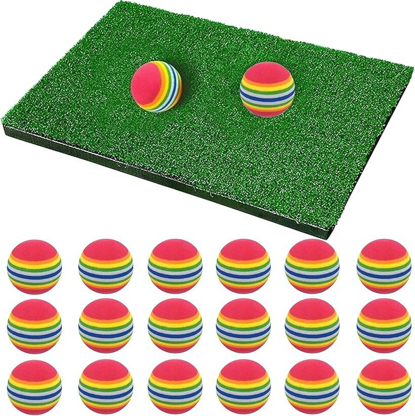 ゴルフ練習マット アプローチ練習器具 室内 自宅ゴルフ練習セット 屋内 トレーニング golf 芝風マット EVAボール 20個