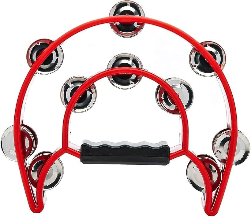 タンバリン 楽器 パーカッション 忘年会 カラオケ (レッド)