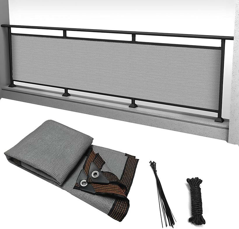 ベランダ目隠し 日除けシェード 遮光ネット バルコニー マンション UVカット 50CMごとに7つのロープ穴