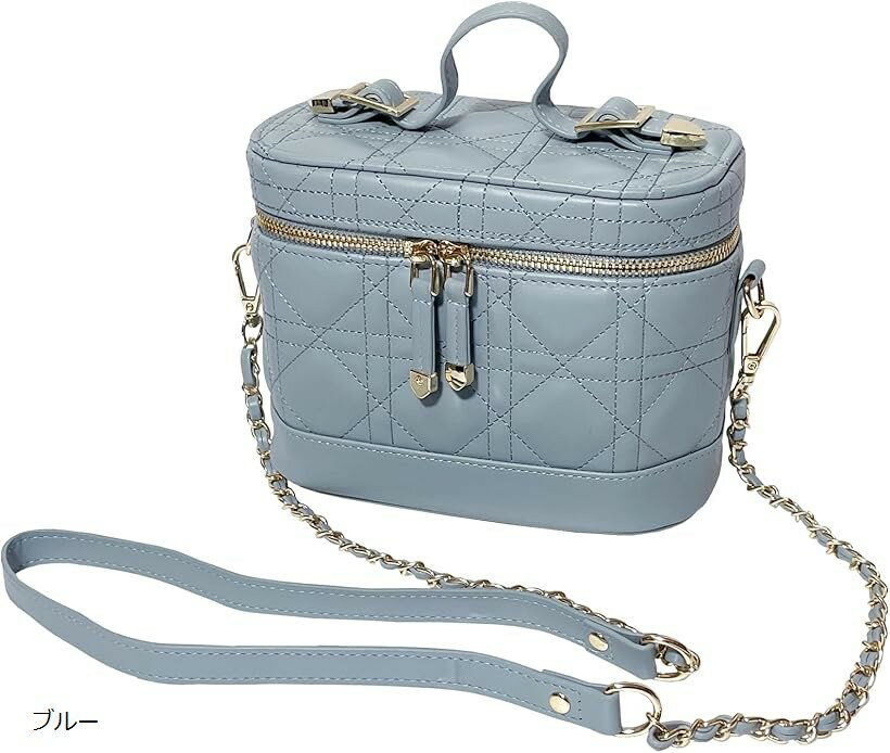 バニティバッグ ショルダー キルティング メイク コスメ 化粧ポーチ 大容量 軽量 持ち運び 3Way 自立 コスメバッグ 可愛い おしゃれ 化粧道具 アイボリー グレージュ ブラック ブルー