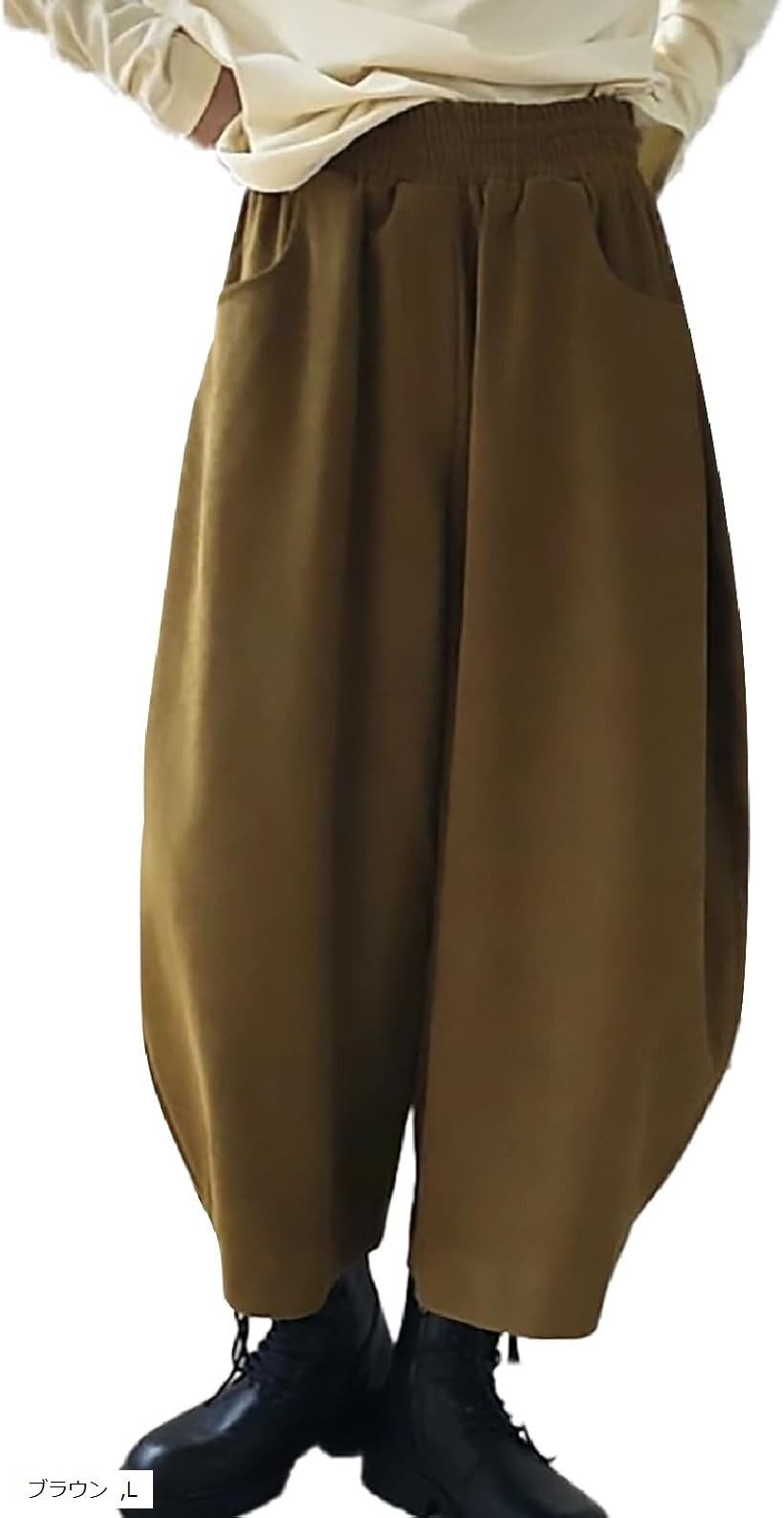 カーブパンツ レディース ワイド ゆったり 体型カバー ウエストゴム きれいめ カジュアル 秋冬 ボトムス 大人ナチュラル ブラック ベージュ M ブラウン L