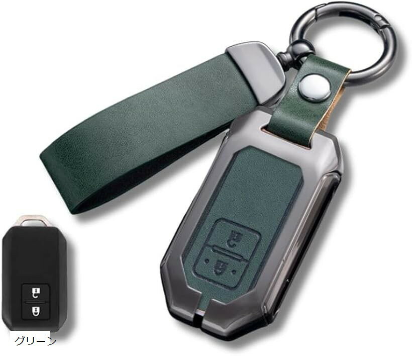 MATCHA MELON スズキ スマートキーケース レザー キーカバー 高級 本革調 ジムニー ジムニーシエラ ジムニーノマド スペーシア アルト ハスラー ワゴンR ソリオ グリーン