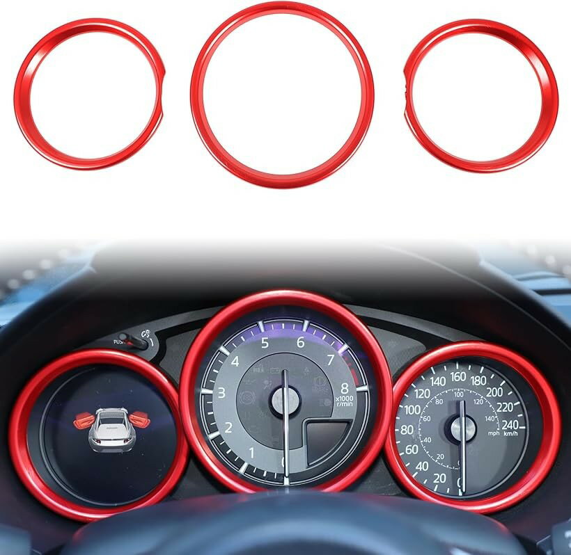 新型 マツダ ロードスター ND メーターリング 3連メーター ベゼル ガーニッシュ カバー アルミニウム合..