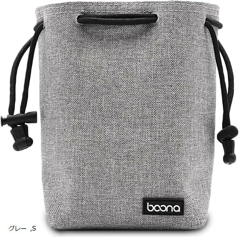 カメラポーチ 巾着 撥水 デジカメケース 一眼レフ ミラーレス対応 起毛ライニング 衝撃吸収 旅行 軽量 ブラック M L グレー S