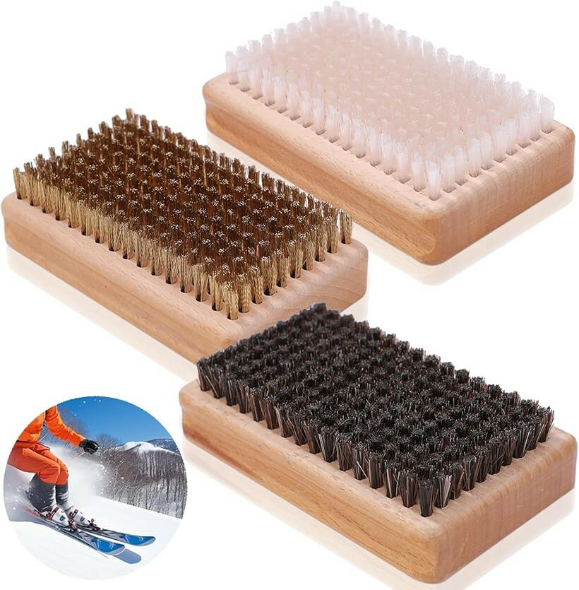アウプル スキー スノーボード ワックス ブラシ 3点 セット メンテナンス用品 ナイロン/真鍮/馬毛