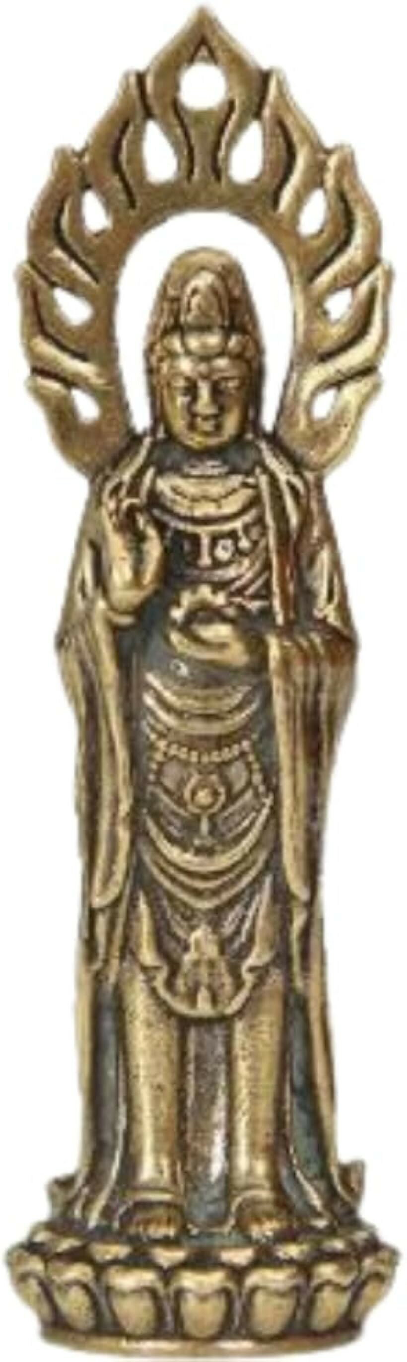 ミニ仏像 観音像 観世音菩薩像 真鍮製 守り本尊 祈る 厄除け