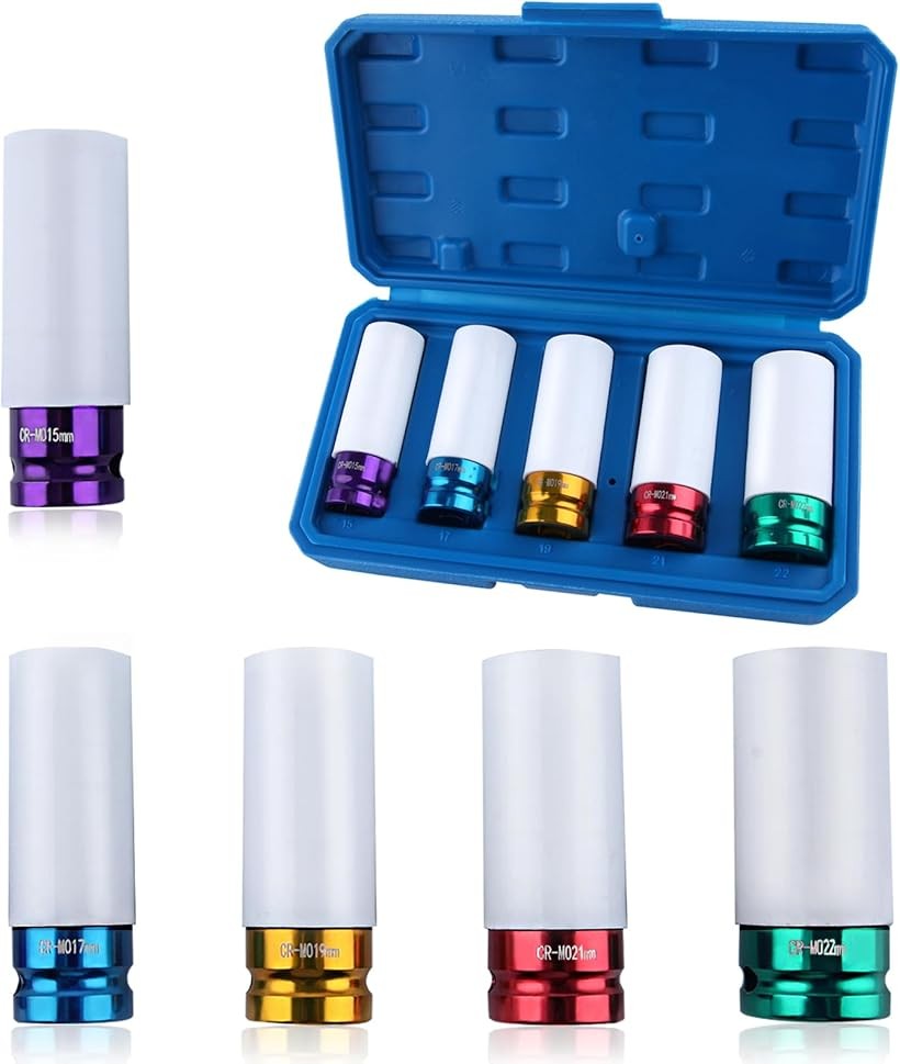 パッケージは含まれています：5本セット 1/2 インパクトソケットセット： 15mm、17mm、19mm、21mm、22mm。用途：6ポイントのデザインは、ラグナットの取り外しや取り付けにしっかりとしたノンスリップグリップを提供します;広々としたインサートは、あなたの車から長いボルトを取り外すのに十分なスペースを残します。収納ケースは、整理、輸送、保管を簡単にします。素材：クロムモリブデン鋼製で、インパクトレンチからの振動に耐え、延性の低い鋼製の通常のソケットよりはるかに優れています。レーザーマーキング： 各ホイールラグソケットは、レーザーエッチングされ、簡単に識別できるように特定のサイズで色分けされています。スクラッチフリー操作： 360°非スクラッチナイロンスリーブとインサートは、使用中の傷からボルトトップ、ホイールリム、ラグナットを保護します。※ 他ネットショップでも併売しているため、ご注文後に在庫切れとなる場合があります。予めご了承ください。※ 品薄または希少等の理由により、参考価格よりも高い価格で販売されている場合があります。ご注文の際には必ず販売価格をご確認ください。※ 沖縄県、離島または一部地域の場合、別途送料の負担をお願いする場合があります。予めご了承ください。※ お使いのモニタにより写真の色が実際の商品の色と異なる場合や、イメージに差異が生じることがあります。予めご了承ください。※ 商品の詳細（カラー・数量・サイズ 等）については、ページ内の商品説明をご確認のうえ、ご注文ください。※ モバイル版・スマホ版ページでは、お使いの端末によっては一部の情報が表示されないことがあります。すべての記載情報をご確認するには、PC版ページをご覧ください。ソケットセット： 素材：クロムモリブデン鋼。サイズ：15mm、17mm、19mm、21mm、22mm。注意 1.子供が届かないところに置いてください; 2.硬い物をノックするハンマーとして使用しないでください