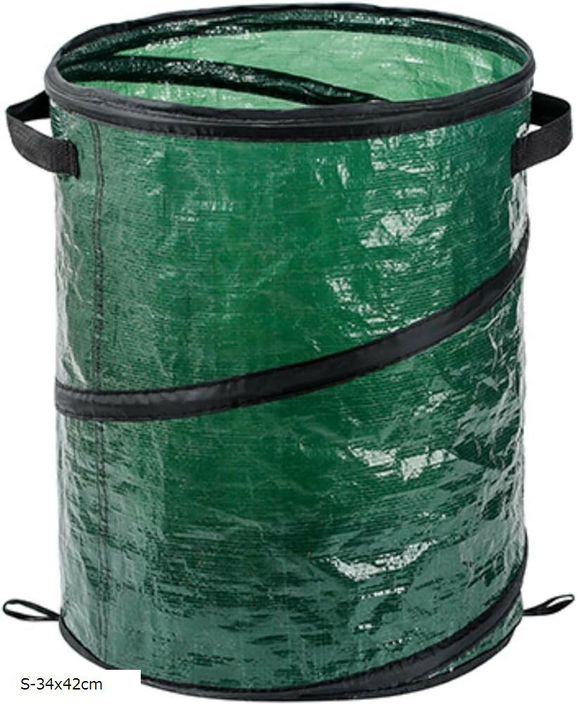 ガーデンバッグ ホップアップ 自立式 落ち葉入れ ゴミ箱 園芸用 庭掃除 家庭菜園 折りたたみ 取っ手付き M-46x60cm L-48x72cm S-34x42cm