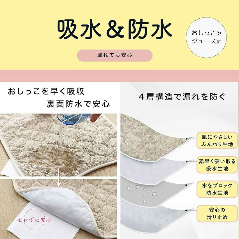 防水シート 滑り止め付き チャイルドシート用 ベビーカー用 トイトレ おもらし お漏らし おねしょ 対策 おしっこシート ベージュ_レギュラー グレー_レギュラー ブラック_レギュラー 3