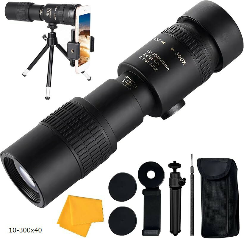 10-300x40双眼鏡 スマホ 望遠レンズ 高倍率 単眼鏡 スマホ対応 BAK4プリズム 運動会 推し活 テレスコー..