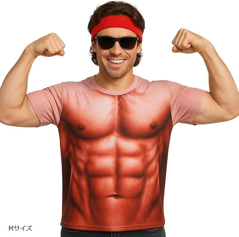 morytrade メンズ 3D筋肉Tシャツ 半袖 前後プリント ユニセックス ハロウィン 仮装 衣装 イベント Sサイズ Lサイズ XLサイズ Mサイズ
