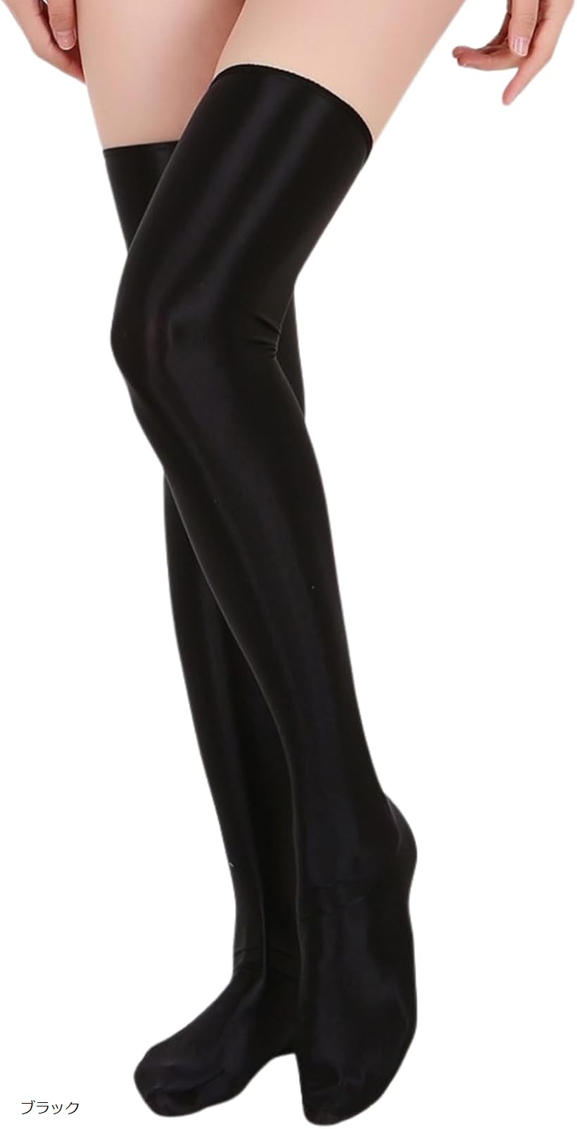 ニーハイソックス 膝上ストッキング サテン 光沢 コスプレ ダンス イベント ホワイト レッド ブラック