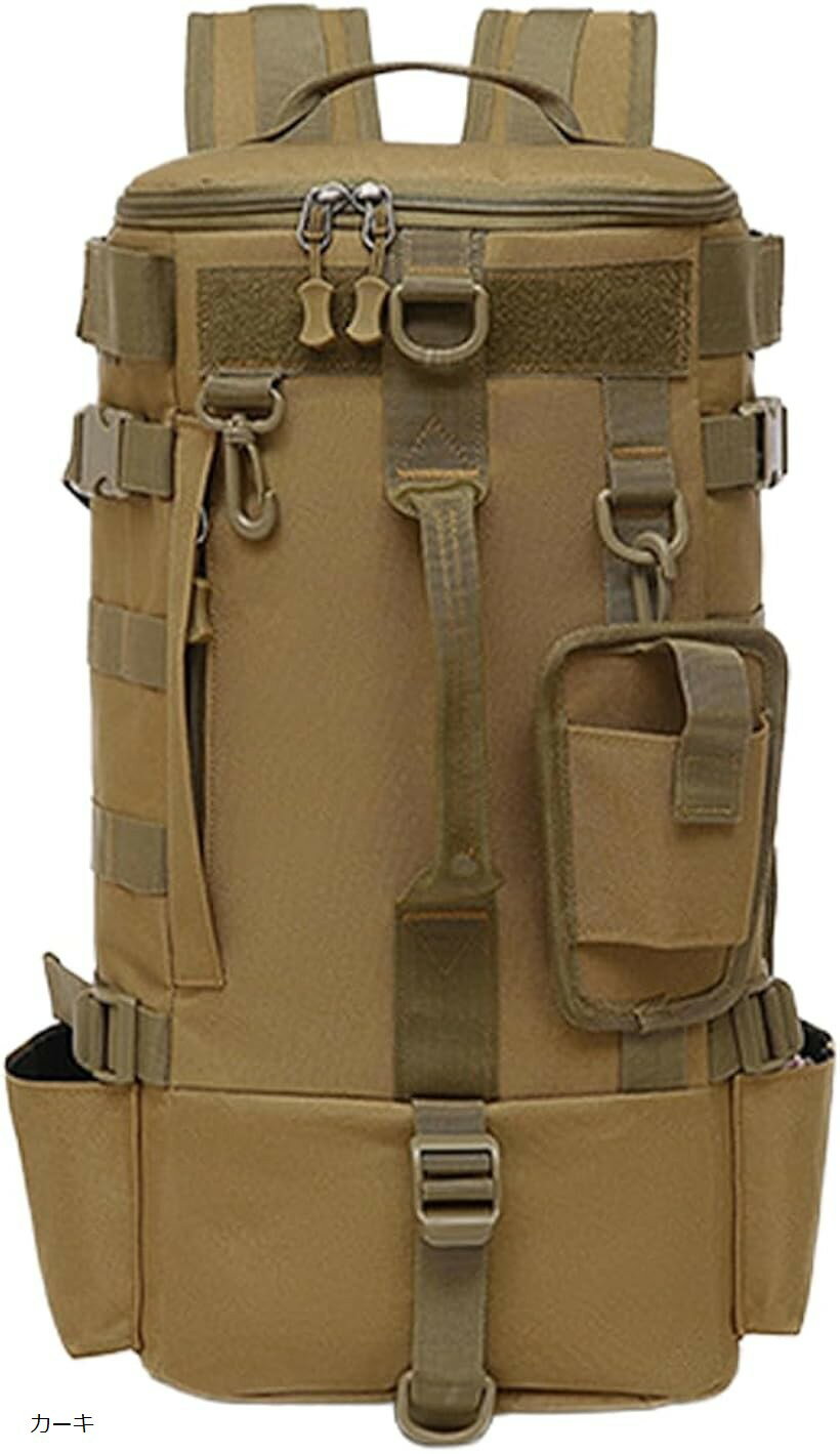 釣りバッグ 釣りリュックアウトドアタクティカルキャンプロッドホルダー付き 竿3本収納 4WAY アーミーグリーン ブラック カーキ