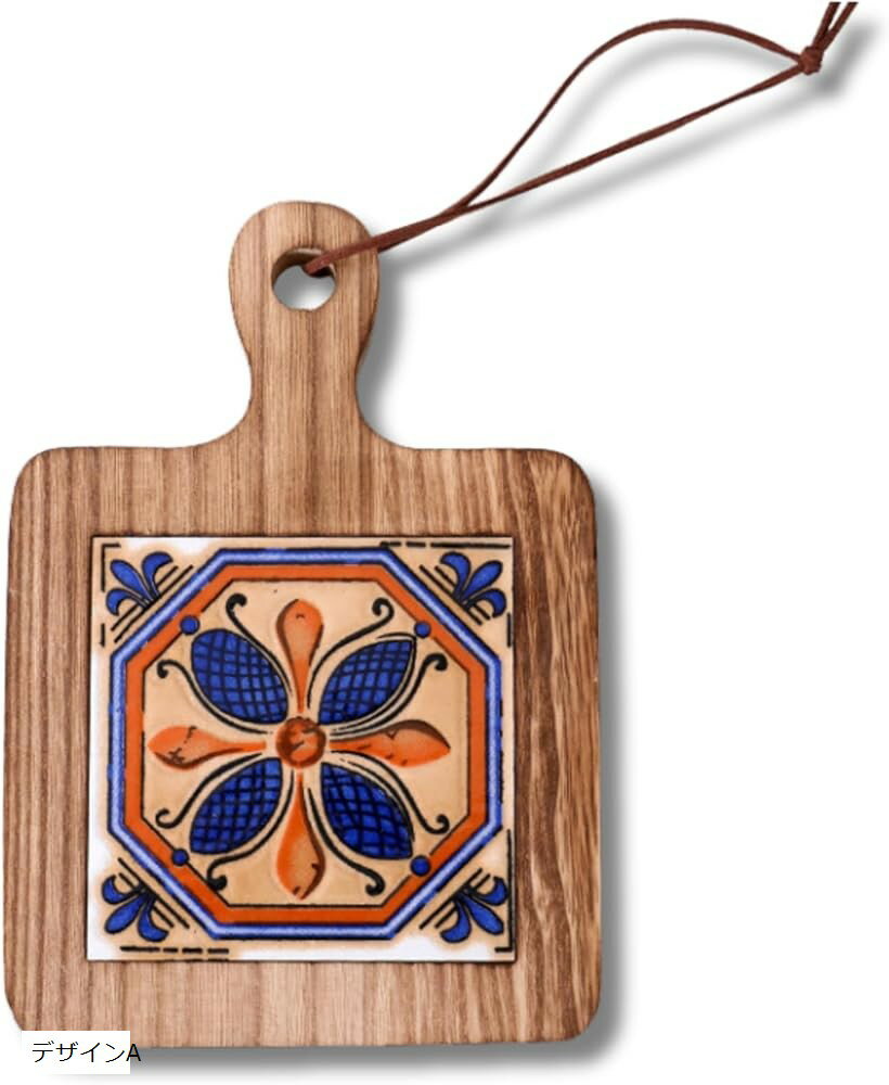 鍋敷き 北欧 おしゃれ 木製 耐熱 タイル ラグ 断熱 ポットマット コースター デザインA