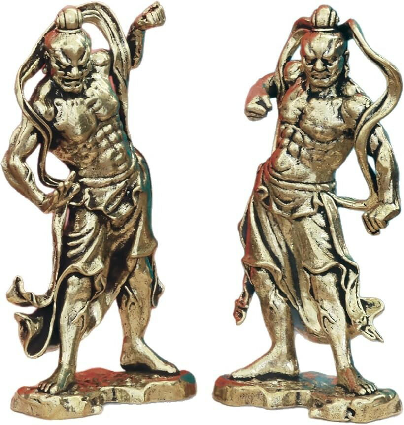 金剛力士像 仁王像 阿形 吽形 二対セット 真鍮製 仏像 置物 お守り 魔除け 厄除け 縁起物 ミニチュア 風水 インテリア
