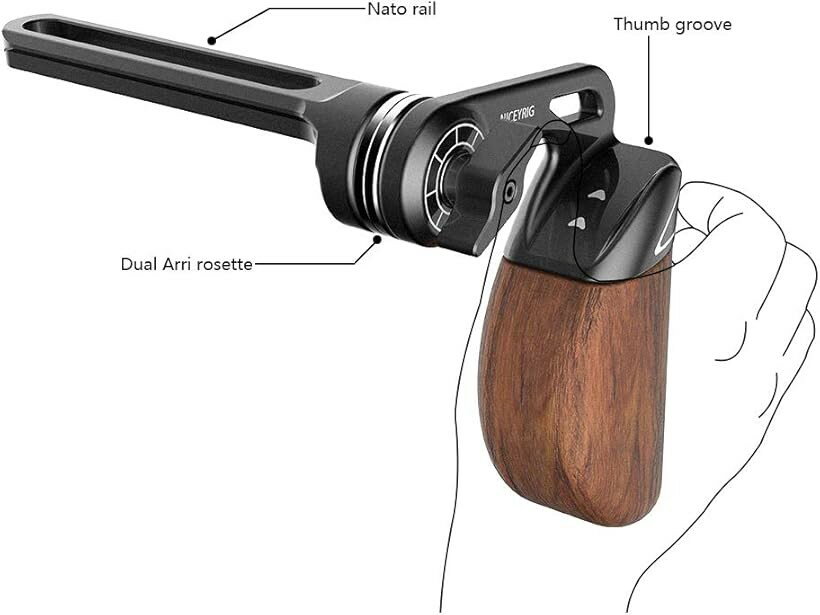 ARRI標準ロゼットハンドル カメラハンドル 木製カメラハンドル ナットレール NATOレール付き 拡張性 小型シネマカメラに対応 －416