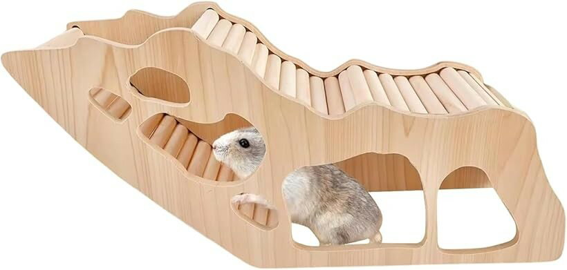 Rakuten - ハムスタートンネル 隠れ家 木製 アスレチック おもちゃ 遊び場 小動物 運動不足解消