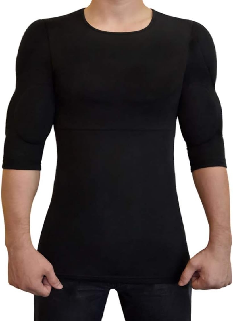 着るだけでマッチョの筋肉tシャツは、胸筋、肩、上腕二頭筋、上腕三頭筋にパッドが付いておりトレーニングで培ったような筋肉の隆起を実現します。インナーとして着用することで、マッチョにスーツやシャツ、洋服を綺麗に着こなせファッションの幅を広げることが出来ます。利用方法は、理想の体型になりたい方、忙しくて筋トレ ジムに行けない方や年齢的に筋トレなど継続出来ない方、食べても太れない方、病気や事情により筋肉が落ちた方、コスプレなどで利用したい方、プレゼントに利用出来ます。筋トレをしたような筋肉が付くので、自信のない体型を補正でき、過酷なトレーニングや体型維持をしなくても良い洗練された大人の魅力を引き出すための上質なアイテムです。素材は伸縮性があり、肌にぴったりとフィットし、通気性も良くて摩擦にも強い viscose92％ elastine8％ 窮屈に感じるのが苦手な方は、1サイズ上げてのご注文をお願い致します。＊製品改良のため、仕様及び外観の一部を予告なく変更することがございます。あらかじめご了承ください。※ 他ネットショップでも併売しているため、ご注文後に在庫切れとなる場合があります。予めご了承ください。※ 品薄または希少等の理由により、参考価格よりも高い価格で販売されている場合があります。ご注文の際には必ず販売価格をご確認ください。※ 沖縄県、離島または一部地域の場合、別途送料の負担をお願いする場合があります。予めご了承ください。※ お使いのモニタにより写真の色が実際の商品の色と異なる場合や、イメージに差異が生じることがあります。予めご了承ください。※ 商品の詳細（カラー・数量・サイズ 等）については、ページ内の商品説明をご確認のうえ、ご注文ください。※ モバイル版・スマホ版ページでは、お使いの端末によっては一部の情報が表示されないことがあります。すべての記載情報をご確認するには、PC版ページをご覧ください。Funkybodは、紳士の国イギリスで誕生しました。自身の体型に対しての美意識が高いイギリス男性に多く支持され、英メディアのBBCに紹介されるなど、イギリス・ヨーロッパ等世界各国で注目、話題にされているアイテムです。筋肉を付けるまでのサポートにご使用して頂いたり、忙しく時間がないことでトレーニングが出来ない方、年配でトレーニングが難しい方、ファッションを楽しんだり女性の視線に自信を持ちたい方、ご病気やどうしても太くなれない方などに気軽に着用して頂けます。