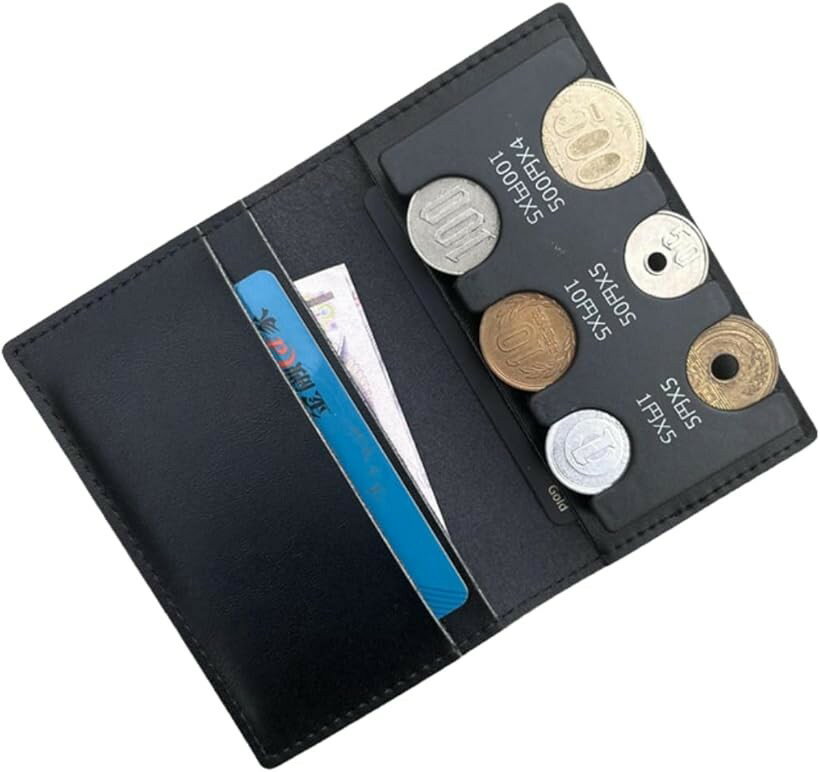コインホルダー ケース セット 財布 オールインワンウォレット ミニ財布 レザーカバー付き 分別ホルダー 携帯用コインホルダー カードポケット付き