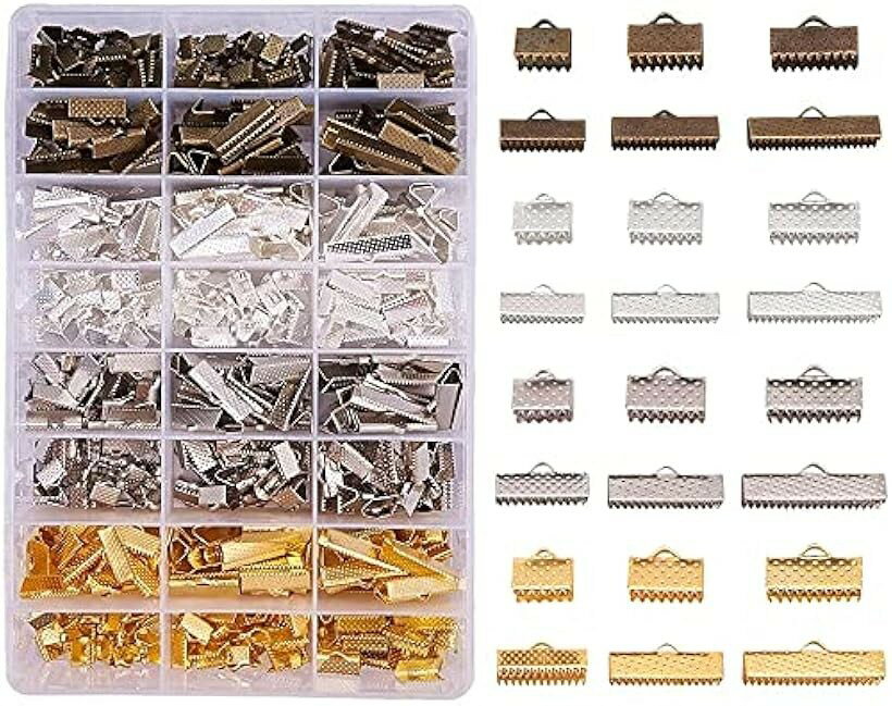 ワニカン カシメ 約680個/箱 6サイズ4色 リボン留め 紐止め 留め金具 ワニ口 7mm/10mm/12mm/15mm/20mm/25mm (24種(4色6サイズ) 680個)