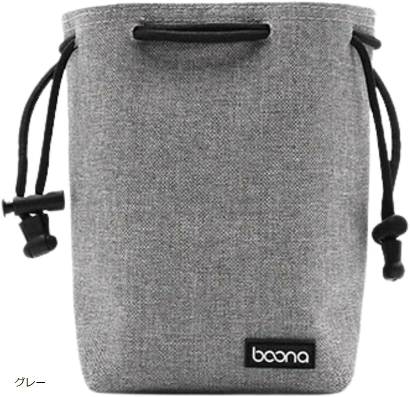 カメラポーチ 収納 ケース 巾着 袋 一眼レフ バッグ 大きめ グレー